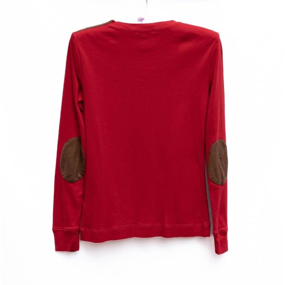 Lauren Jeans Ralph Lauren Womens Size S Red Pullover w Brown Patches Minimalist - Picture 2 of 7